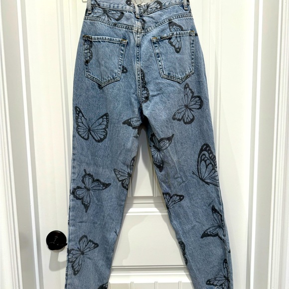 PacSun HighRise Straight Denim Jeans Butterfly Design Size 25 - Picture 4 of 5